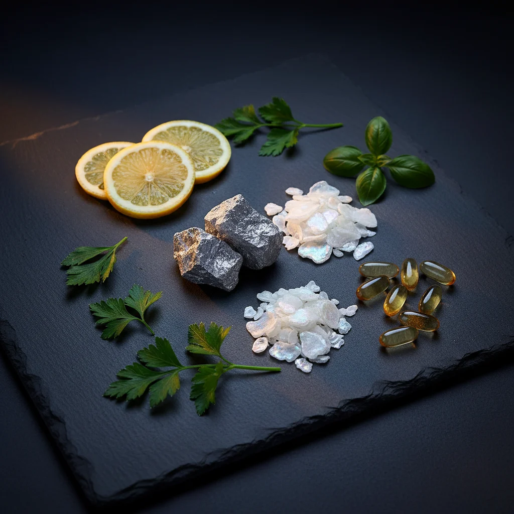 Naturliga ingredienser för manlig vitalitet: zink, magnesium, citron och örter
